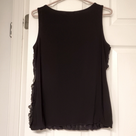 REITMANS Y2K FRINGE TANK TOP SLEEVELESS CASUAL STRETCH BLACK WOMENS LARGE - Picture 4 of 5